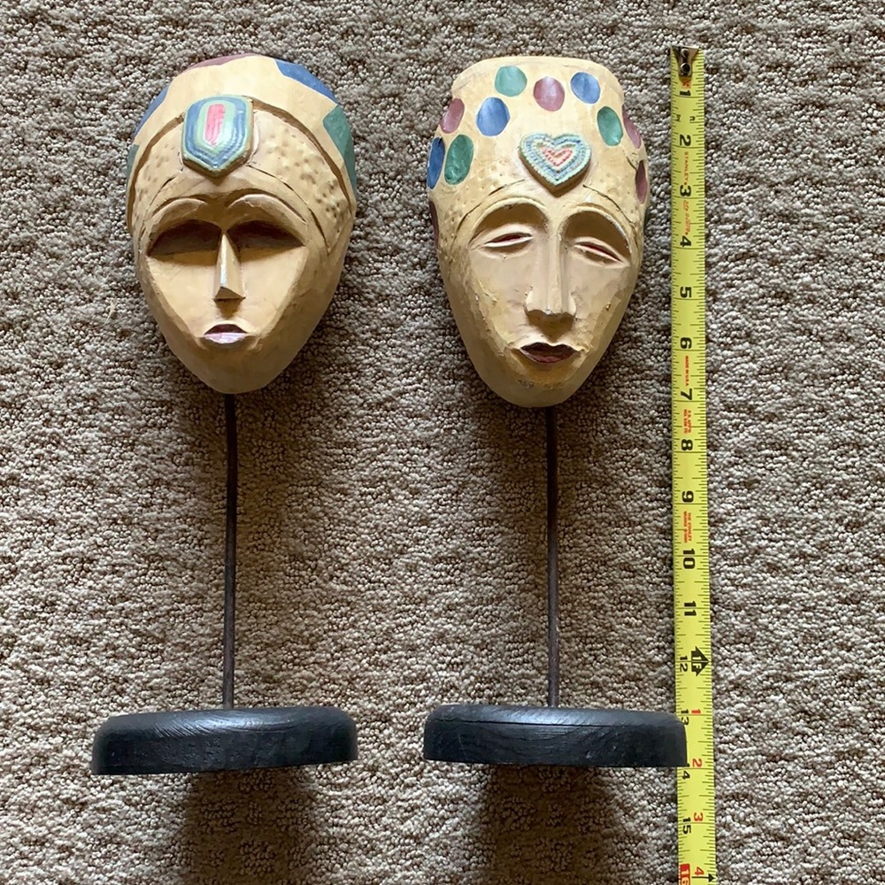 Standing Face sculptures 13” H x 5” W, set of two